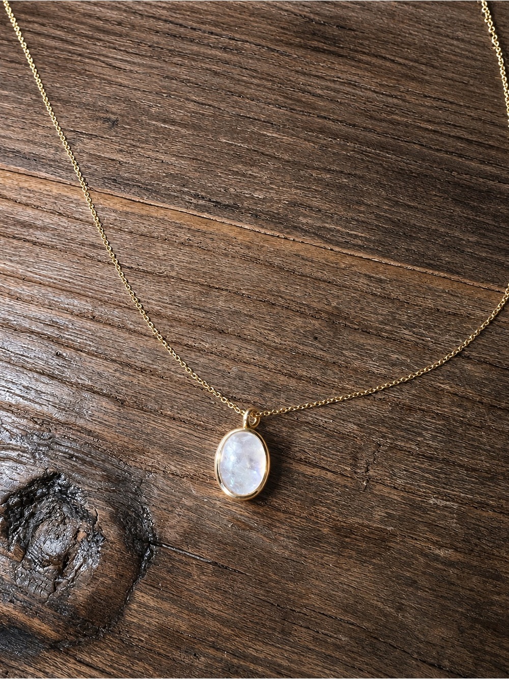 Catbird Sorcerer’s Pendant, 14k Moonstone Oval Pendant Necklace - 16 inch length - Picture 2 of 6